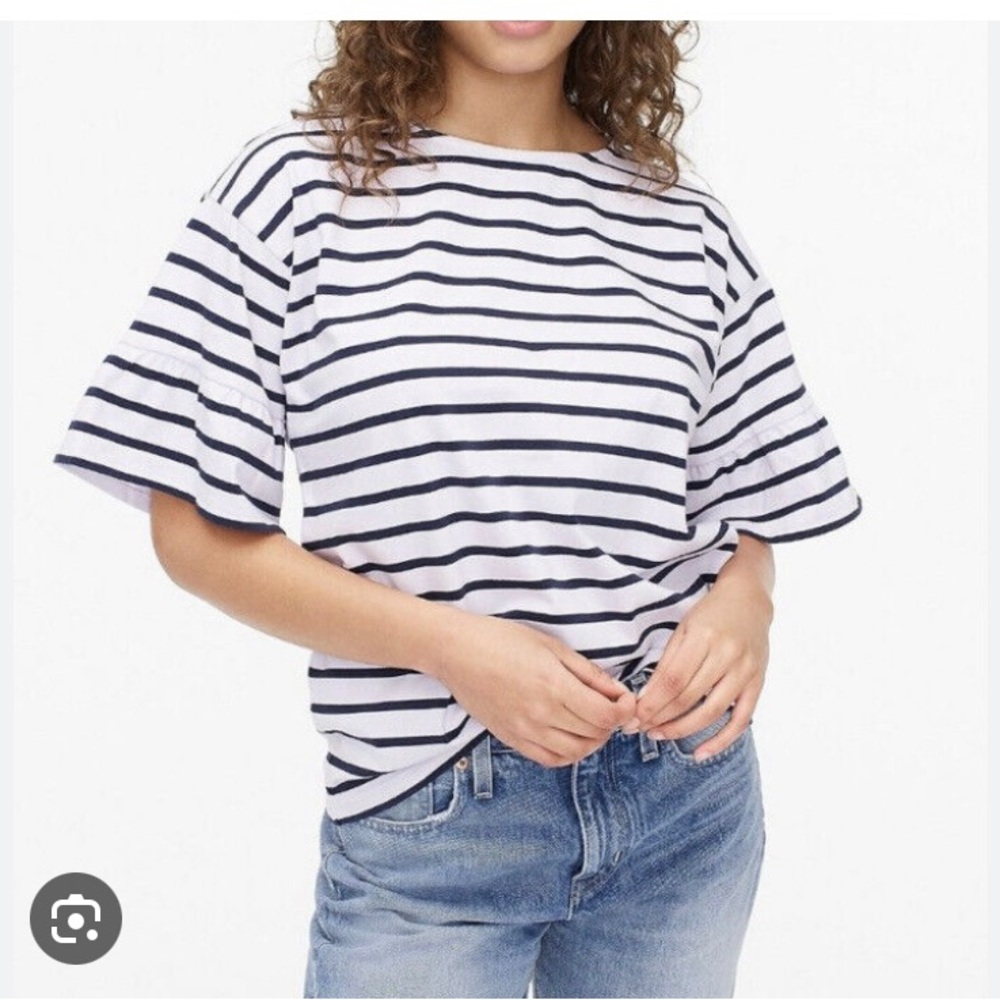J.Crew Stripe Mariner Cloth Flutter Sleeve Top